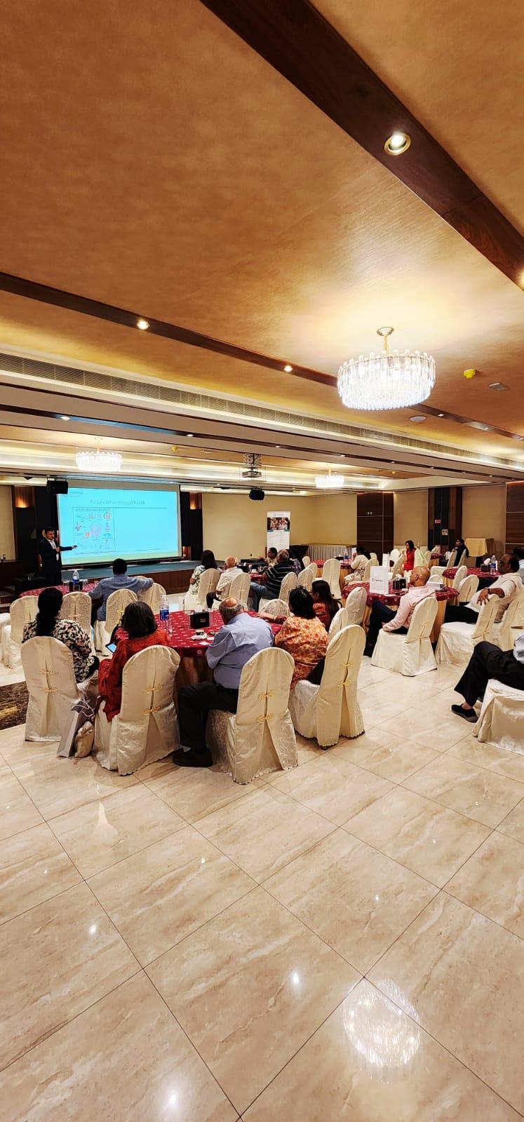 Audience at Dr. Vinod Hegade's community gut health talk at India Club, Oud Metha, Dubai