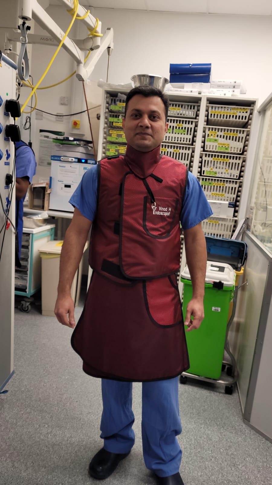 Dr. Vinod Hegade, gastroenterologist in Dubai, in ERCP endoscopy suite at HealthBay Clinics