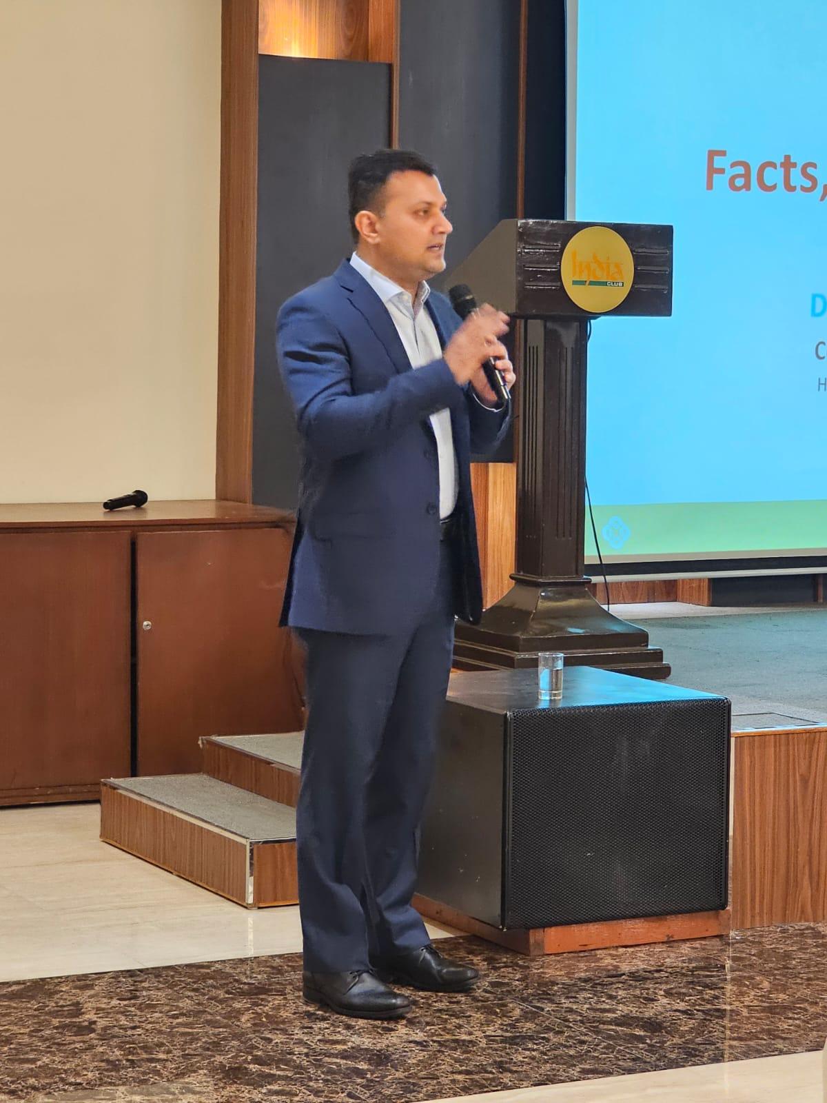 Dr. Vinod Hegade presenting Gut Health: Facts, Myths and Practical Tips at India Club Dubai